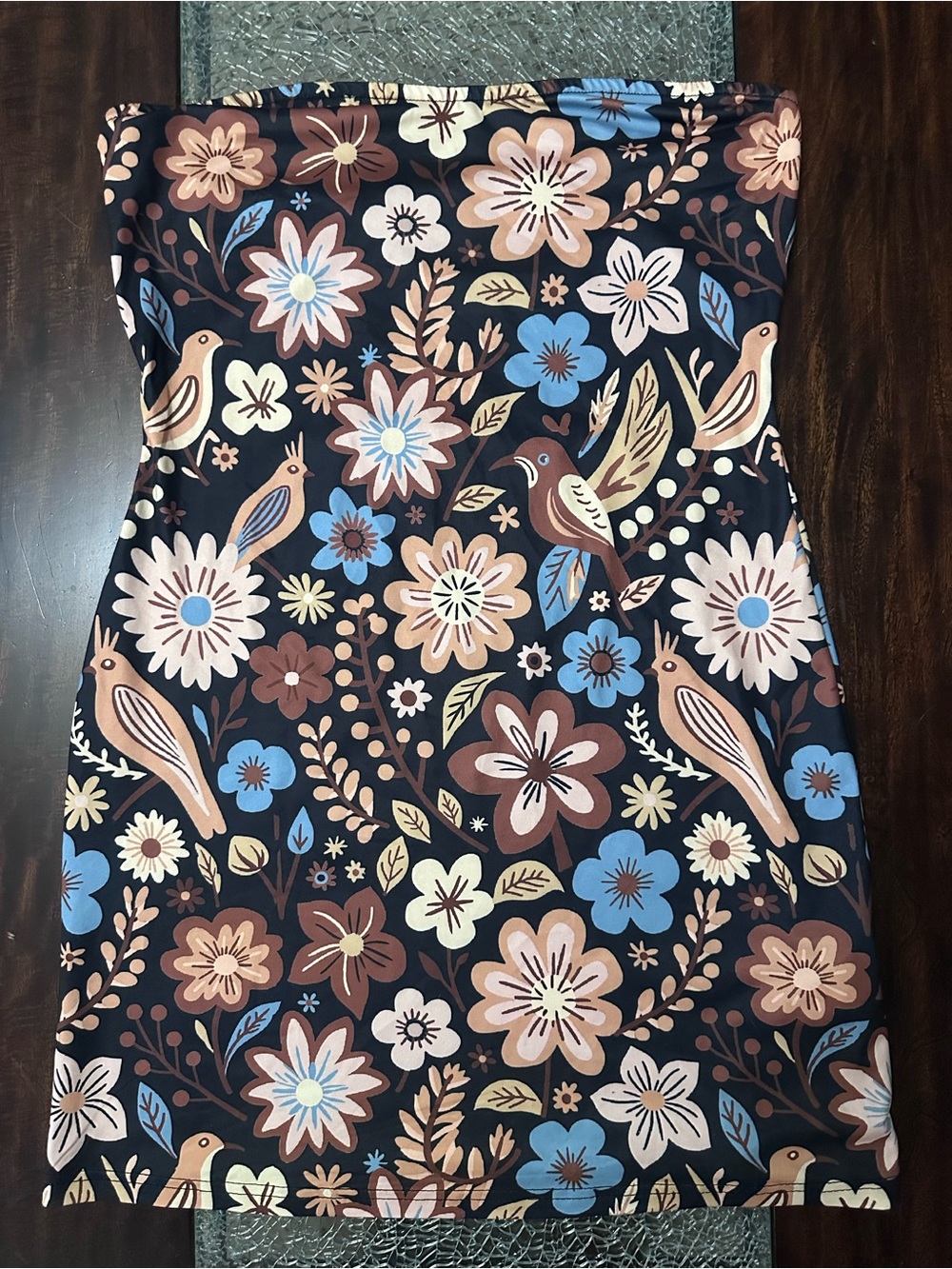 SHEIN Strapless Floral Mini Dress Stretch L New Without Tags
